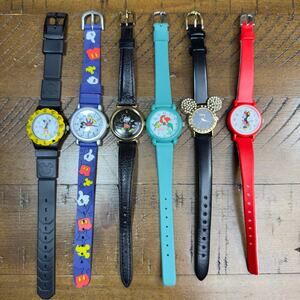 Lot of 6 Disney Watches Mickey Minnie Ariel Little Mermaid Parts Repair As-Is